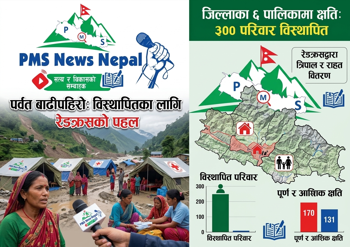 Featured Image of the news article बाढीपहिरोबाट जिल्लाका ३०० परिवार विस्थापित, १७० घर पूर्ण रूपमा क्षति।
