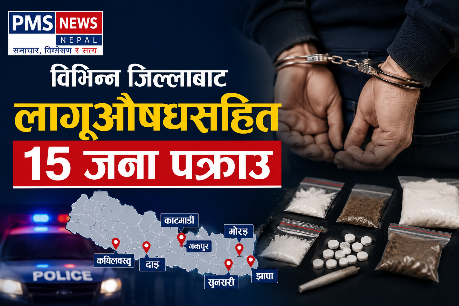 Featured Image of the news article लागूऔषधसहित १५ जना पक्राउ