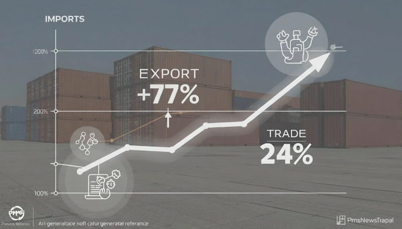 Featured Image of the news article चार महिनामा नेपालको वैदेशिक व्यापार २४ प्रतिशतले वृद्धि, निर्यात ७७ प्रतिशतले उछाल